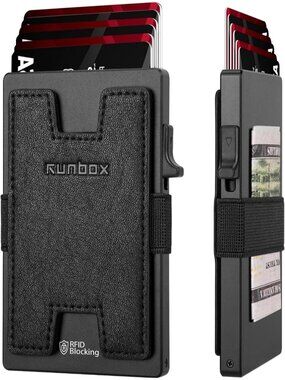 〽️ Men Zhirou Black Slim 6+6 Card Holder Minimalist RFID Blocking Wallet